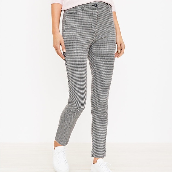 LOFT Pants - Loft black white houndstooth windowpane skinny pants 14T